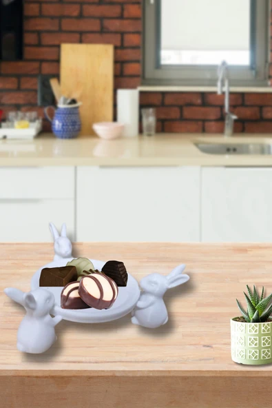 PAMUK'S DESİGN Dekoratif Şekerlik Sunumluk Tavşan Figürlü 15 Cm ürün görseli