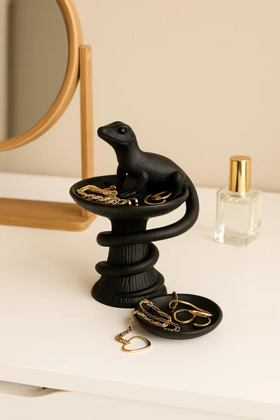 PAMUK'S DESİGN Dekoratif Tasarım Biblo Kertenkele Siyah Özel Hediye 15 X 10 Cm - Resim 5