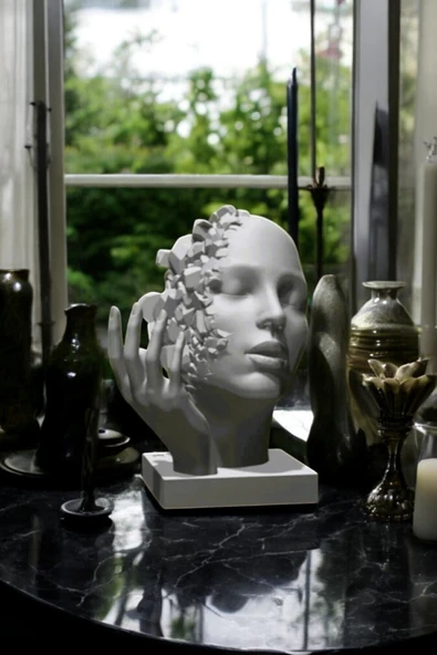 PAMUK'S DESİGN 3D Soyut Yüz Heykeli, Modern Dekoratif Obje - Resim 3