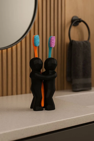 PAMUK'S DESİGN 3D Hediye Çiftler İçin Diş Fırçalığı Minimalist Banyo Aksesuarı Geri Dönüştürülmüş PLA 13 X 9 cm ürün görseli