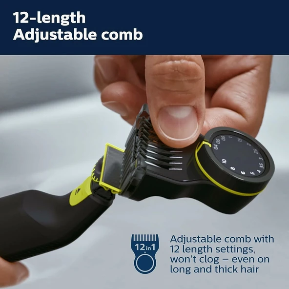 Philips Norelco OneBlade 360 Pro Hibrit Elektrikli Düzeltici, QP6531/70, Siyah - Resim 4