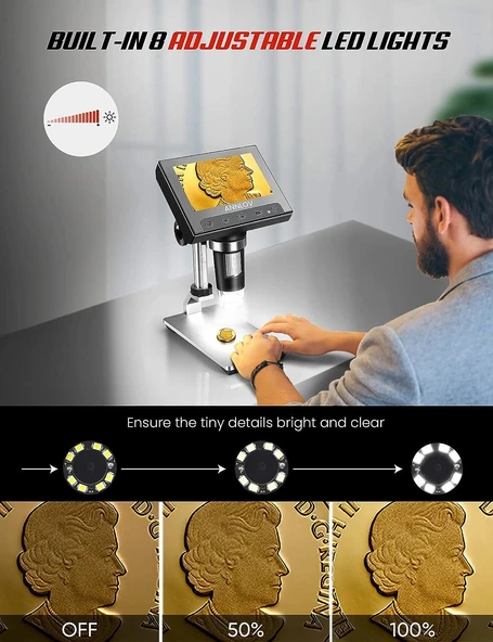 ANNLOV 4.3 İnç El Tipi USB Mikroskop 50X-1000X Büyütme - Resim 2