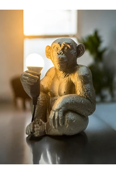 PAMUK'S DESİGN Bronz Renkli Maymun Tasarımlı Dekoratif Lamba Ve Gece Lambası (AMPUL HEDİYEDİR) 35 X 30 Cm ürün görseli