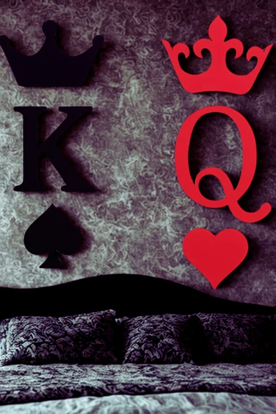 PAMUK'S DESİGN Dekoratif Özel Tasarım Kral Kraliçe Figür Yatak Odası Oturma Odası Salon 14 X 12 Cm ürün görseli