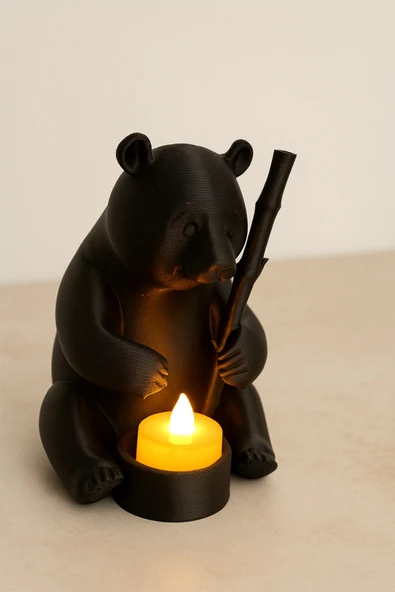 PAMUK'S DESİGN Dekoratif Tealight Mum Hediyeli Ayı Panda Tasarım Vegan - Resim 4