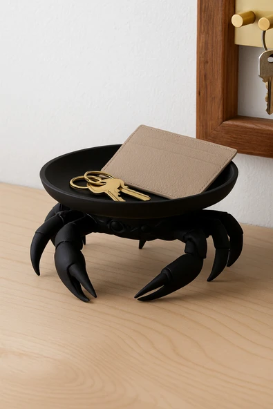 PAMUK'S DESİGN Dekoratif Yengeç Figürü Siyah Pratik Ev Gereçleri Çok Amaçlı Sunum Tabak 16 X 16 Cm ürün görseli