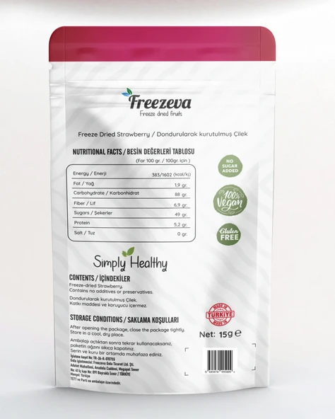 Dondurularak Kurutulmuş Dilim Çilek 15 gr - Freeze Dried Çilek - Çilek Kuru Meyve Cipsi - Resim 2