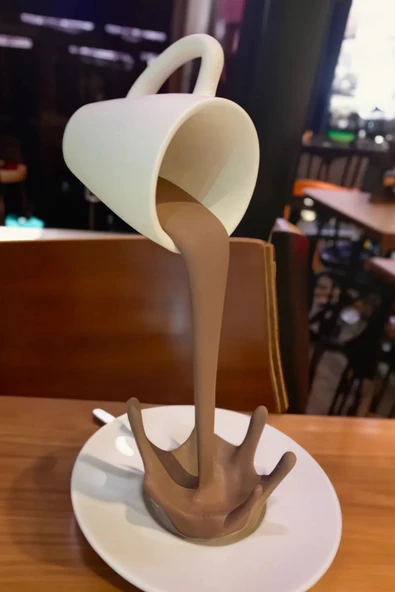 PAMUK'S DESİGN Dekoratif Dökülen Kahve Figürü, Sıcak Çikolata Figür, İçecek Köşesi Biblosu - Resim 4