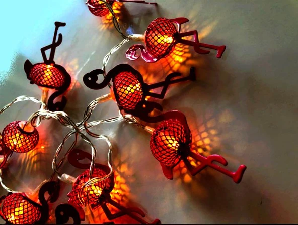 Hdmarketim Pembe Flamingo 10'lu Dekoratif LED Lamba (2 Metre) - Resim 4