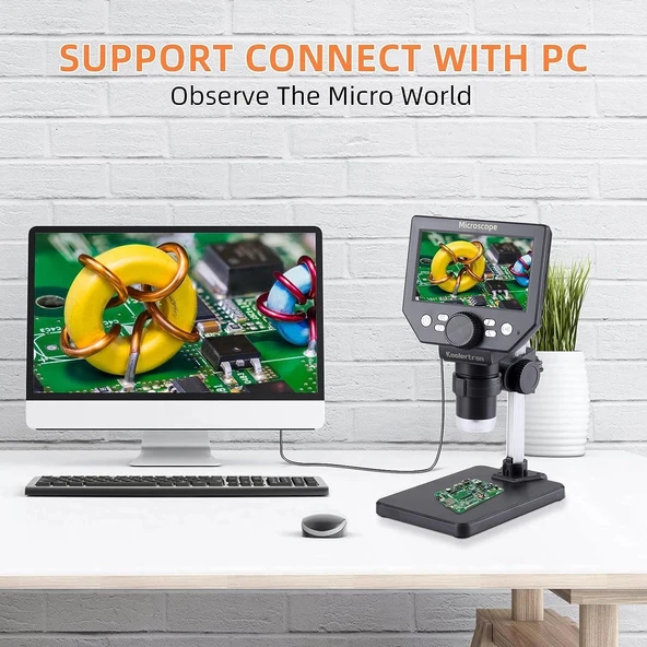 Koolertron 8MP 1-1000X Büyütme 4.3 Inc LCD Dijital USB Mikroskop - Resim 2