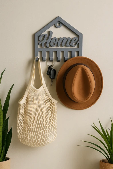 PAMUK'S DESİGN Dekoratif Açılır Kapanır Anahtar Askı Home Detay 15 X 15 Cm - Resim 3