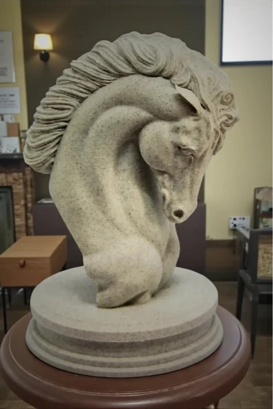 PAMUK'S DESİGN 3D Mermer Desenli At Heykeli, Mermer Desenli Dekoratif At Biblosu, Modern Dekorasyon - Resim 4