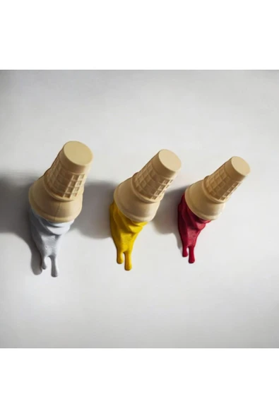 PAMUK'S DESİGN Dekoratif Külah Askı Sarı Kırmızı Kahve 3'lü Set Takım - Resim 2