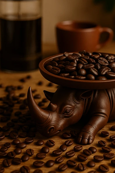 PAMUK'S DESİGN Dekoratif Gergedan Sunumluk Çok Amaçlı Pratik Ev Gereçleri Kahve (Vegan Üretim) - Resim 2