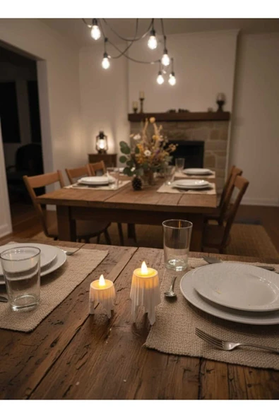 PAMUK'S DESİGN 3D Dekoratif Bohem Uçan Beyaz Mumlar TeaLight Mum Hediyeli (Yükseklik:8cm* En:4,5 cm) - Resim 4