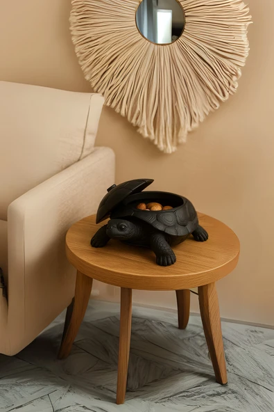 PAMUK'S DESİGN 3D Kaplumbağa Figürlü Kapaklı Dekoratif Obje Takı Organizeri, Lokumluk ve Sunumluk - Resim 2