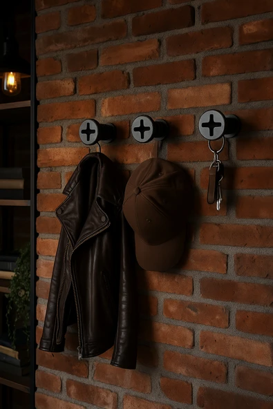 PAMUK'S DESİGN Dekoratif Vida Askı Modern Genç Odası Antre Giriş Pratik Ev Gereçleri 10 X 8 Cm - Resim 2