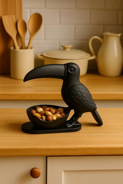 PAMUK'S DESİGN 3D Siyah Kuş Figürlü Kuruyemiş, Kahve Yanı Sunum, Takı Organizeri, Anahtarlık Çok Amaçlı 15 x 12 cm ürün görseli