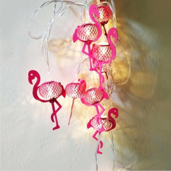 Hdmarketim Pembe Flamingo 10'lu Dekoratif LED Lamba (2 Metre) - Resim 5