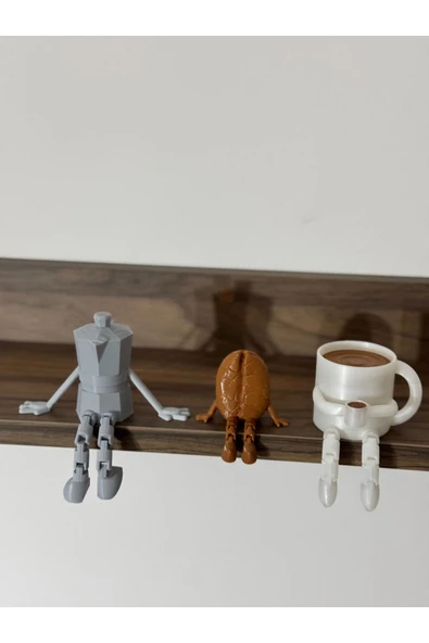 PAMUK'S DESİGN Kahve Köşesi Sevimli Biblo Seti 3lü, Kahve Çekirdeği, Kahve Kupası, Moka Pot, Coffee Set 10cm - Resim 5