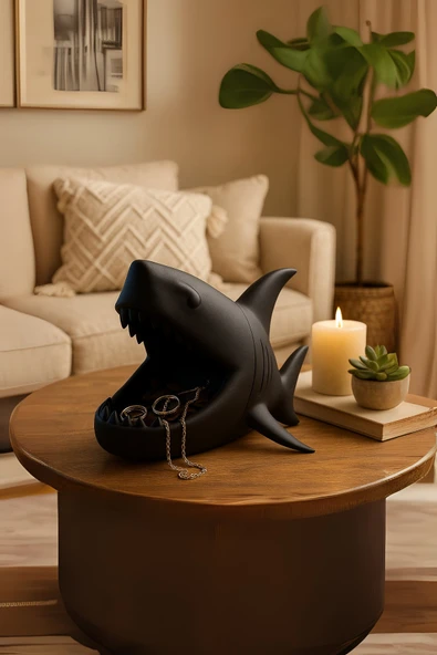 PAMUK'S DESİGN Köpekbalığı Organizer ve Sunumluk Takı, Kahve Kapsülü, Lokumluk, Masa Üstü Düzenleyici - Resim 3