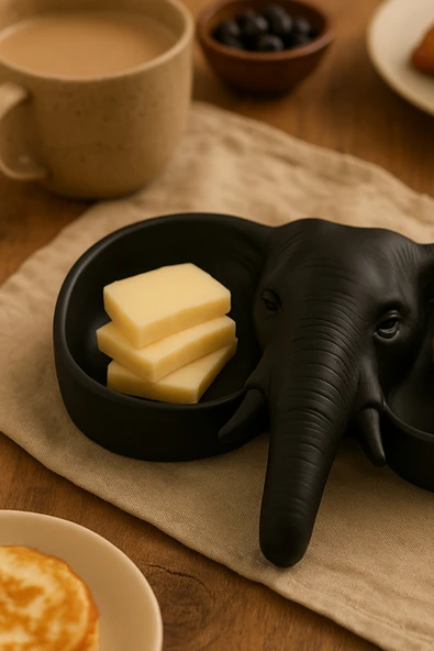 PAMUK'S DESİGN Siyah Fildişi Figürlü Sunumluk Banyo Sabunluk, Kahvaltı Tabağı, Takı Organizeri, Mumluk 15 x 15 cm ürün görseli