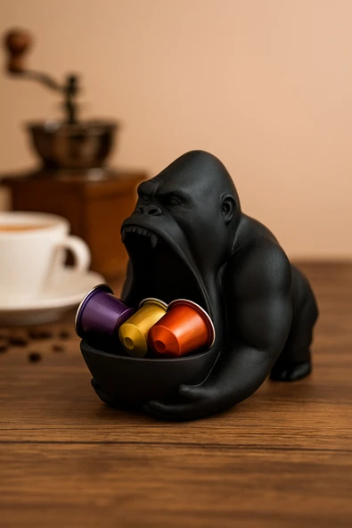 PAMUK'S DESİGN 3D Reçine Goril Figürlü Takı Organizer, Yüzük, Bileklik ve Kolye Sunumluk 16 x 14 cm - Resim 5