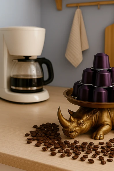 PAMUK'S DESİGN Dekoratif Tasarım Gold Gergedan Sunum Not Pratik Gereç Vegan Üretim 14 X 14 Cm ürün görseli