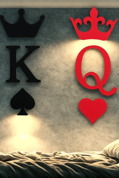 PAMUK'S DESİGN Dekoratif Özel Tasarım Kral Kraliçe Figür Yatak Odası Oturma Odası Salon 14 X 12 Cm - Resim 2