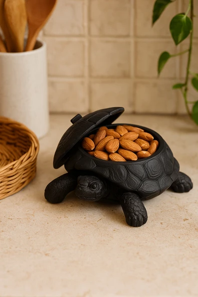 PAMUK'S DESİGN 3D Kaplumbağa Figürlü Kapaklı Dekoratif Obje Takı Organizeri, Lokumluk ve Sunumluk - Resim 5