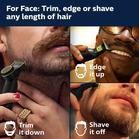 Philips Norelco OneBlade 360 Pro Hibrit Elektrikli Düzeltici, QP6531/70, Siyah - Resim 2