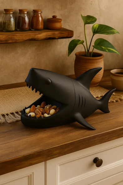 PAMUK'S DESİGN Köpekbalığı Organizer ve Sunumluk Takı, Kahve Kapsülü, Lokumluk, Masa Üstü Düzenleyici - Resim 5