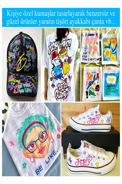 Kumaş Kalemi 6 Renk Tekstil Markör Kalemi 1 Paket Kalıcı Tişört Ayakkabı Giysi Bez Çanta Keçeli Boyama Kalemi - Resim 3