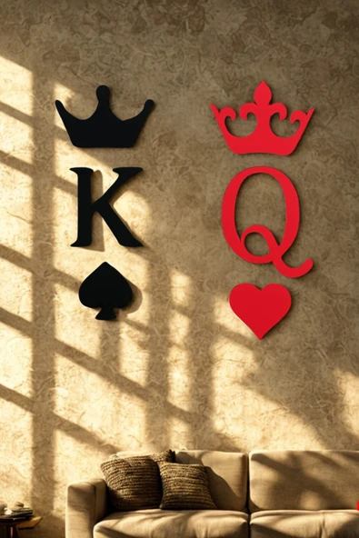 PAMUK'S DESİGN Dekoratif Özel Tasarım Kral Kraliçe Figür Yatak Odası Oturma Odası Salon 14 X 12 Cm - Resim 4