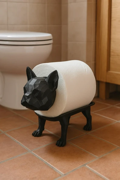 PAMUK'S DESİGN Dekoratif Tuvalet Kağıdı Pratik Ev Dekorasyon Buldog Tuvalet Tasarım - Resim 5