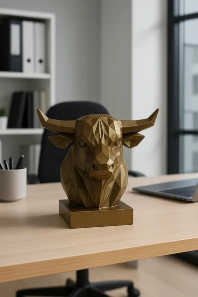 PAMUK'S DESİGN Dekoratif Büst Boğa Heykel Özel Tasarım 3d Hediye 12 X 16 Cm - Resim 2