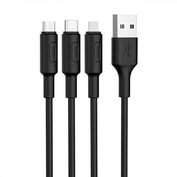 Hoco X25 3in1 Usb Şarj ve Data Kablosu 1m - Resim 4