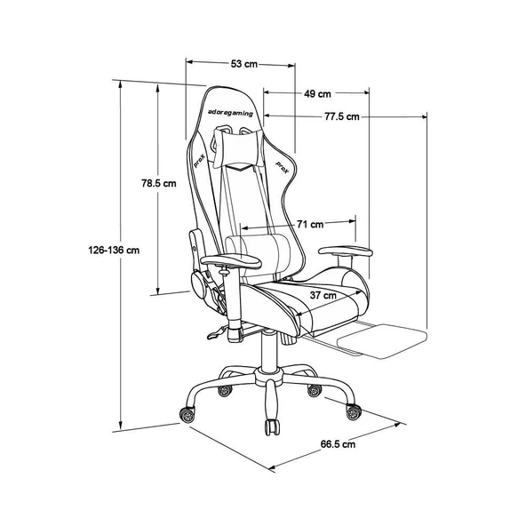 Adore Gaming ProX Ergo Oyuncu Koltuğu - Siyah S.Deri 71x126-136x77,5 cm - Resim 8