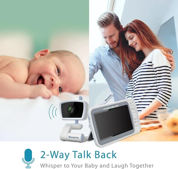Moonybaby 5" HD Düşük EMF'siz 2 Kameralı Bebek Monitörü - Resim 4
