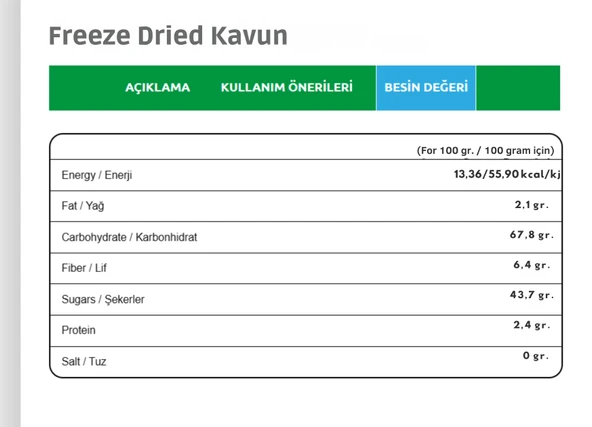 Dondurularak Kurutulmuş Kavun 15 gr - Freeze Dried Kavun - Kavun Kuru Meyve Cipsi - Resim 3