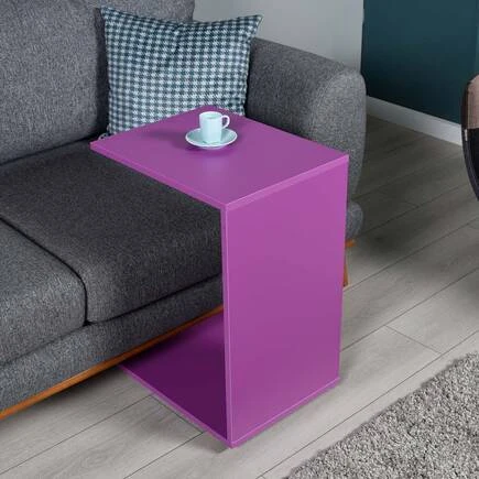 Çok Amaçlı Tekerlekli C Koltuk Sehpası-Mor 35x62x45 cm (GxYxD) - Resim 2