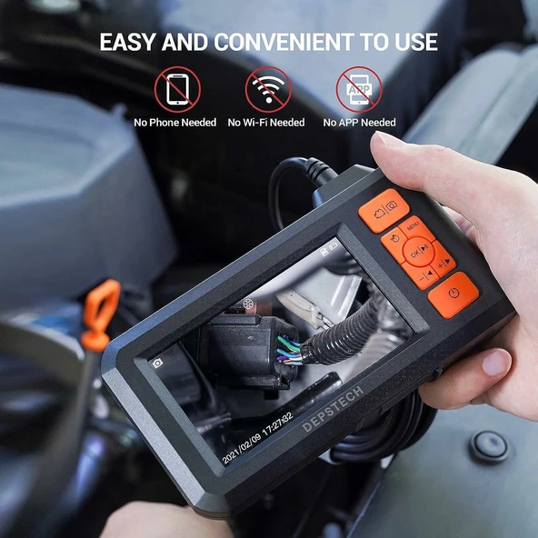 DEPSTECH Endüstriyel Endoskop, 5.5mm 1080P HD Turuncu - 5m - Resim 2