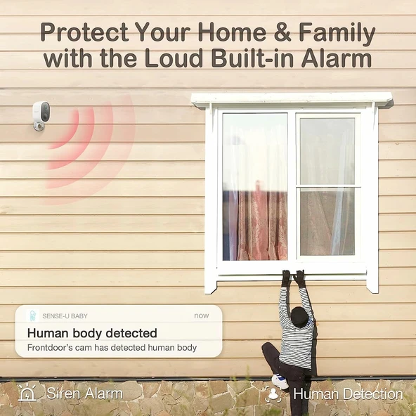 Sense-U Güvenlik Kablosuz Dış Mekan Kamerası 2 HD Video - Resim 3