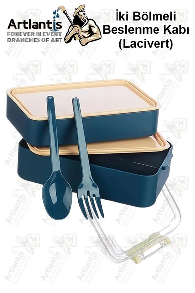 Renkli Beslenme Kutusu 2 Bölmeli 1 Adet 2 Bölmeli Beslenme Kabı Yemek Saklama Kabı Okul - Resim 2