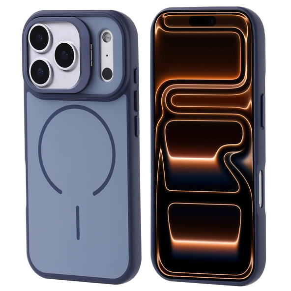 Apple iPhone 17 Pro Max Kılıf M-safe Şarj Özellikli Kamera Standlı Notron Kapak