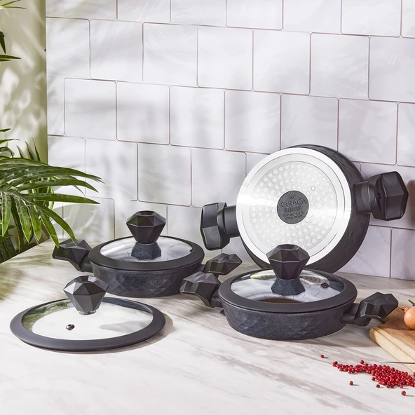 Karaca BioDiamond Antibakteriyel Kulp İndüksiyon Tabanlı 6 Parça Sahan Seti - Resim 3