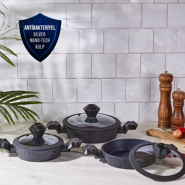 Karaca BioDiamond Antibakteriyel Kulp İndüksiyon Tabanlı 6 Parça Sahan Seti ürün görseli