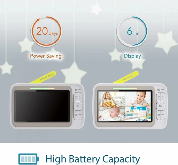 Moonybaby Uzaktan Kontrollü Kamera Düşük EMF Bebek Monitörü - Resim 2