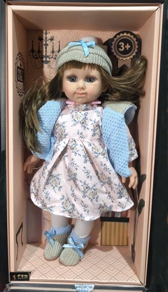 Mavi Elbiseli Kutulu Bebek 40 cm. ürün görseli 1