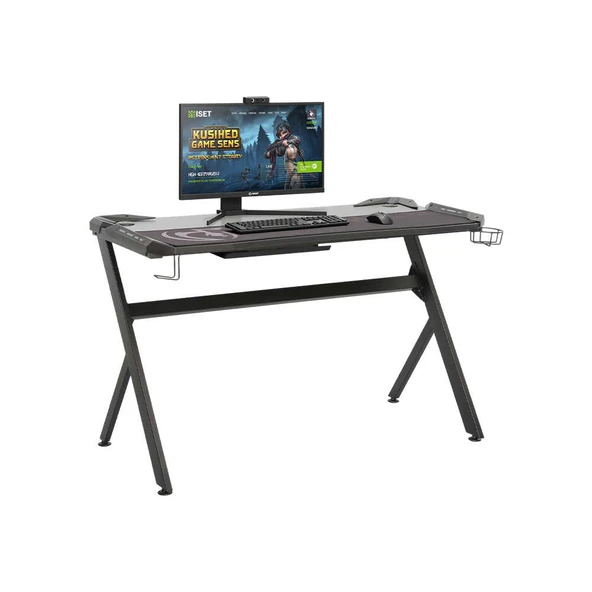 Ryze Extreme Karbon Fiber RGB Oyuncu Masası - Siyah 120x60x76 cm - Resim 7